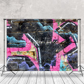 Aperturee - Retro Black Graffiti Brick Wall Photography Backdrop